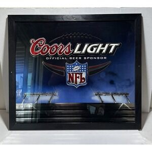 Coors Light Beer Super Bowl Black Framed Mirror 30.5" X 27" See Pictures